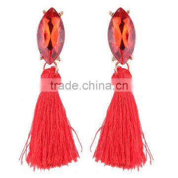 Bohemian Jewelry Big Crystal Gems With Tassel Drop Earrings for Women photo-5