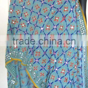 Hand Embroidered PHULKARI GEORGETTE DUPATTA SHAWL Handicraft photo-3