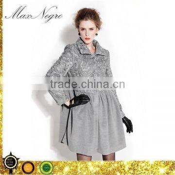 Grey color embroidery long european style winter ladies coats pictures