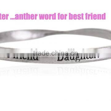 Wholesale Best Friend Bangle Gold Plated Custom Saying Message Bangle Twisting Bangles and Bracelets photo-6