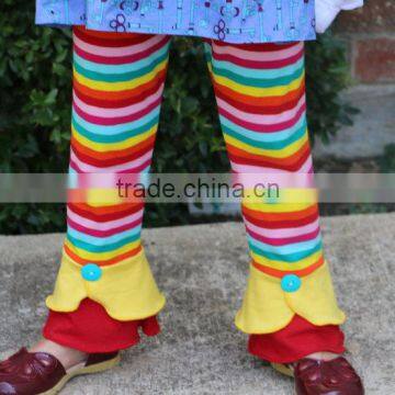 Ruffle Baby Girls Cotton Stripe Pants Kids Leggings Plain Ruffle Pants photo-3