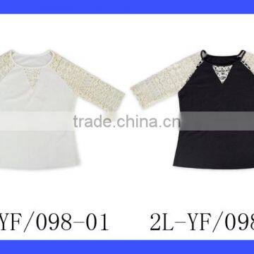 Wholesale Western Women Transparent Lace Floral Half Sleeve Cotton Harem Raglan Lady Modern Shirt Top Blouse photo-6