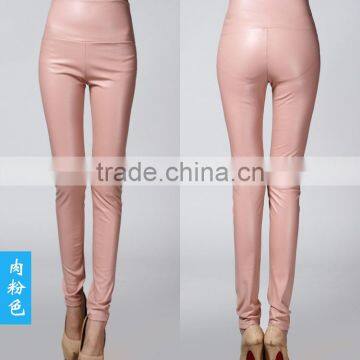 Wholesale Plain Womens Tight Pants/sexy Faux Leather High Waist Leggings Stretch PU Pants Laides Skinny Trousers photo-6