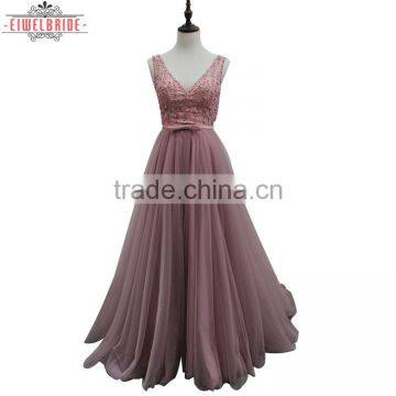 2017 China Manufacturer Customized Pink V Neck Wedding Dress