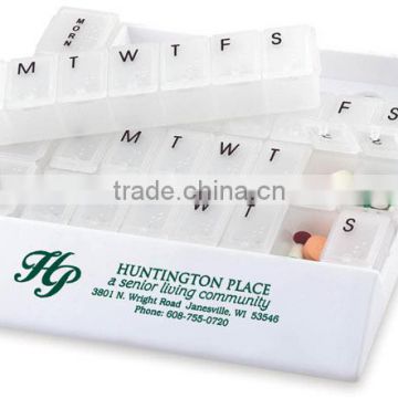 Four Weeks and Today Medicine Tray Organizer - daily pill box has four compartments labeled Morn, Noon, Eve and Bed