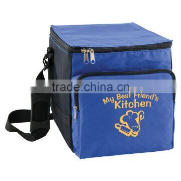 24-can Large Insulated Cooler Bag - features large front zipper pocket, adjustable shoulder strap and comes with your logo.