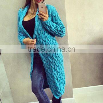 2017 New Fashion Women Knitted Sweater Coat Autumn And Winter Long Sleeve Cardigan Jacket Female Casual Outwear photo-2