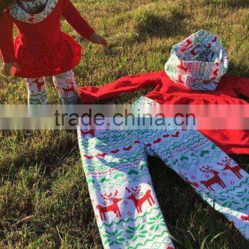 Christmas Americe Doll/kids 2 Sets FALL/Winter OUTFITS Scarf Pant Girls Reindeer Aztec Boutique Clothes Kids Turquoise Sets photo-3