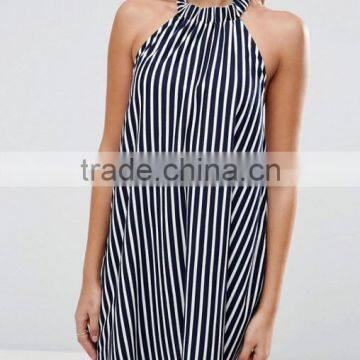 Floral Embroidery Sleeveless Summer Dress Halter Ruffles Backless Dress Apparel photo-3