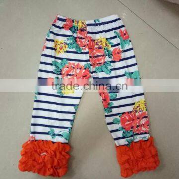 2016 boyi floral pattern icing pants baby girls legging pants kids girls clothing whosale