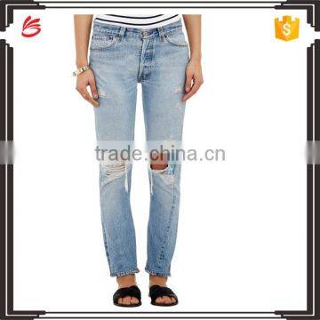 Custom women designer ripper jeans skinny denim boyfriend jeans for women