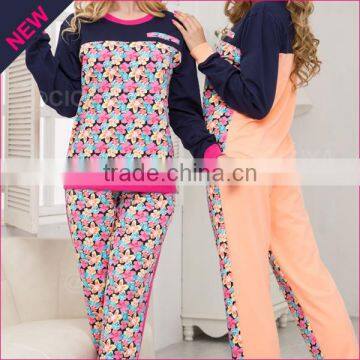 Fancy Design Couple Pajamas With Flower Printing Winter Wholesale Pajamas Set OEM photo-4