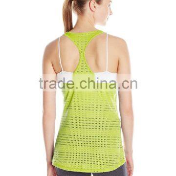 Women's Curved Hem Bright Color Mesh Tank Clothing Manufacturer photo-2
