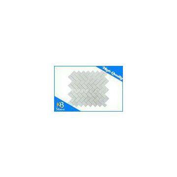 China White Italian Carrera Marble Herringbone Mosaic Tile 1 x 2 Polished