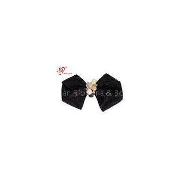 Halloween / holiday / christmas hair bows for toddlers Black Organza ribbon material With Pearls