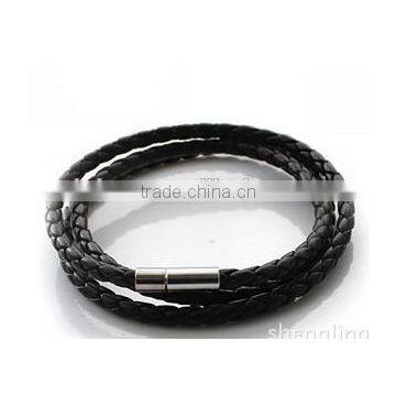 Cool Colorful Plain Braided Leather Cord DIY Clasp Bracelet Leather Jewelry, Accessories for Beads Bracelet Jewelry