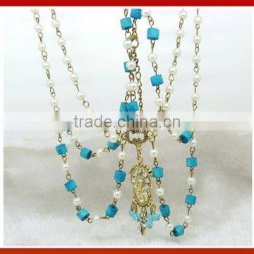 New Design Gold Crystal Beads Hair Band Elastic Headband Headmade Crystal Glass Beads Hair Band photo-2