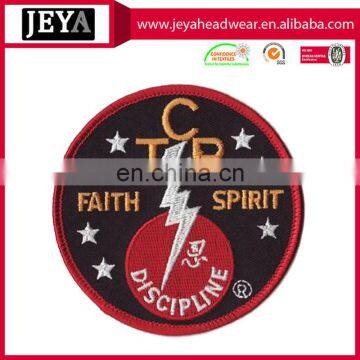 Embroider star and letters on the fabric embroidery patch for latest dress designs