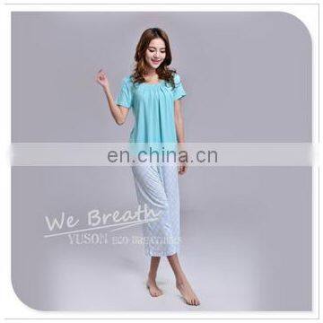 Apparel& Fashion Underwear& Nightwear Sleepwear& Pajamas Summer Bamboo Fiber Pajama Capri Set Women photo-2