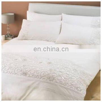 pure white linen bedding set with embroidery