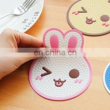 customizable rabbit design PVC glass coasters;rabbit element/design cup mat