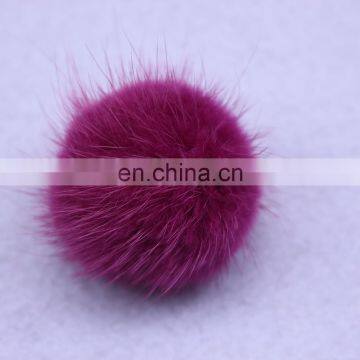 2" promotional premium quality mink fur pom poms with elastic hook soft mink fur pompons