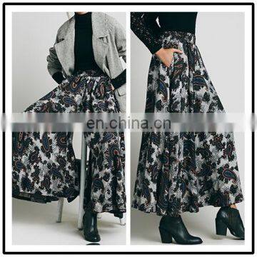 Mandalas Fabric Allover Printed Plus Size Indian Pants Skirts for Middle Aged Women NT6733