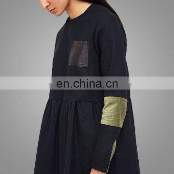 China Suppliers OEM Service With Wholesale Price Black Stitching Coat Girl's Wear Europe Loose Tops photo-3
