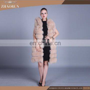 Hot-Selling fur coat hooded / fox fur long vest / fur coat