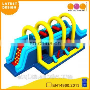 2015 AOQI latest design long inflatable obstacle course for kids playing for sale