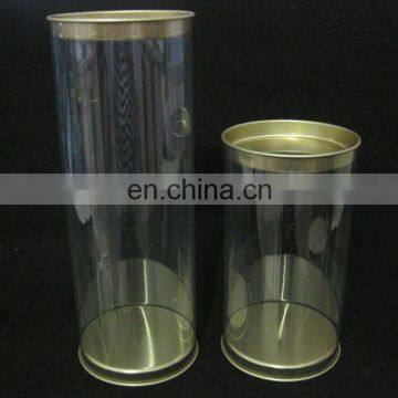 Transparent Round PVC packaging box with metal cap