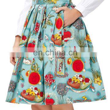 Grace Karin Women Pleated Big Size Vintage Skirt Pinup 50S 60S Cotton Floral Print Skirt CL6294-6 photo-3