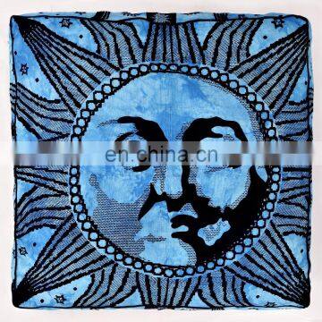 Cotton Cushion Cover Dog Bed Pillow Case Indian Handmade Sun Design Pet Bedding Square Ottoman Poufs Floor Pillow photo-2