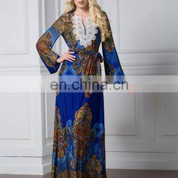 Traditianal flower print custom new model abaya in dubai fashion muslim dress new abaya 2017
