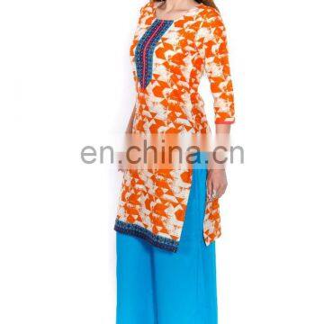 Designer Jaipuri Print Kurtis Hand Work Round Neck Short Length Wholesaler India photo-3