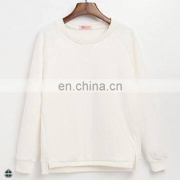 T-WH552 China Factory Fleece Crew Neck Plain White Sweatshirts Woman