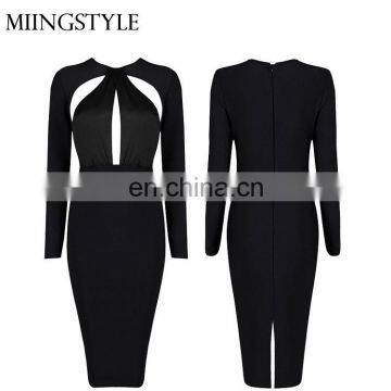 Woman bodycon cocktail formal party dress , long sleeve one-piece latest dress designs bandage dress for ladies