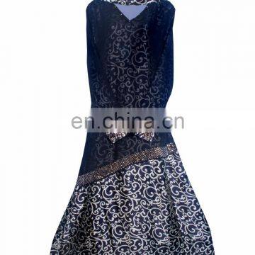 Women's Black & Golden Colour Printed Satin + Chiffon With Diamond Stone Work Stylish Burkha / Stylish Burkha (dubai abaya 2017)