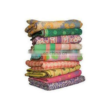 vintage sari kantha quilt Bedcover 1201