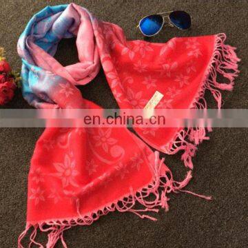 New 100% Cotton Rainbow Sunflower Jacquard Scarves With Tassels photo-6