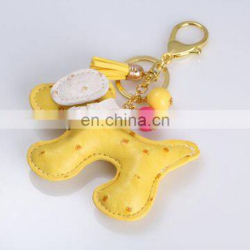 Honey dog Shape Bag Pendant Leather Animal Keychain with tassel