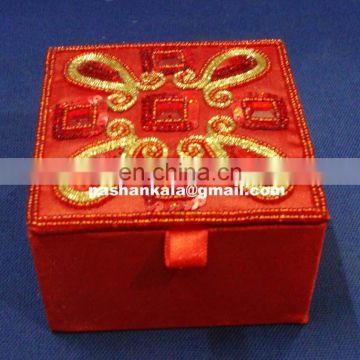 Handmade Zari Embroidery Red Box