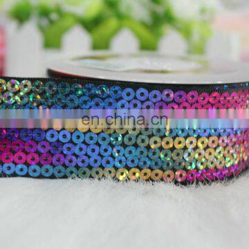 Red Fabric Trim Embroidery Gold Sequin Ribbon photo-6