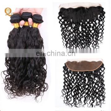 Malaysian Hair Water Wave Weave and Frontal Bundles With Lace Frontals Ear To Ear