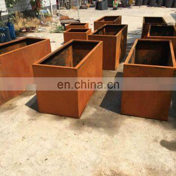 Corten steel large outdoor metal decorative planters