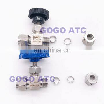 Needle Valve Adjustable 4 6 8 10 12mm 1/8 1/4 3/8 1/2 Inch Hard Tube SS304 Flow Control Crane Straight Needle Valve photo-2