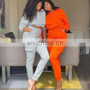 Wholesale Fashion Women Clothing Custom Logo Knit Crop Top and Joggers Pants Two Piece Set photo-6