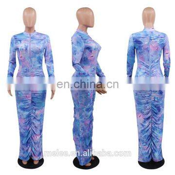Sexy Women Casual Dress Floral Print Maxi Zipper Ladies Elegant Dress Bodycon Dress Bodycon Jumpsuit photo-5