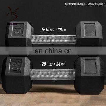 Rubber Hex Dumbbells Fully Knurled Handle photo-2