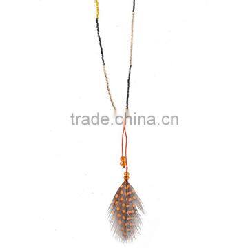 Latest exotic beads necklace, feather tassel necklace long set for women